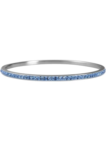 Adeliás Damen Armband – Armreif aus Edelstahl mit Zirkonia Ø 6,0 cm cm in silber