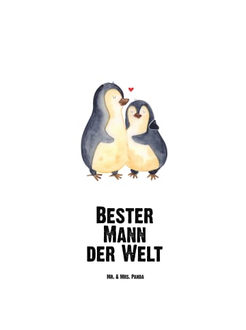 Mr. & Mrs. Panda Wasserflasche Pinguin Bester Mann der Welt mit ... in Weiß