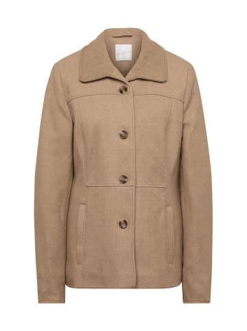 GOLDNER Kurzgröße: Jacke in Velourslederoptik in milchkaffee / camel / melange