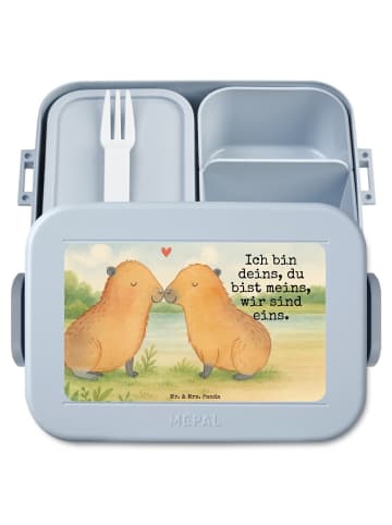 Mr. & Mrs. Panda Bentobox Capybara Liebe Design mit Spruch in Blau Pastell