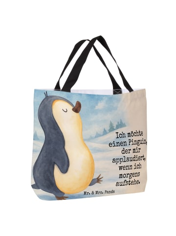 Mr. & Mrs. Panda Strandtasche Pinguin mHerzieren Design mit Spruch in Weiß