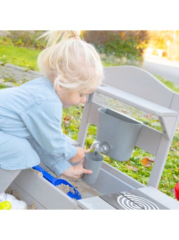roba Matschküche für Kinder mit Zubehör – kleine Outdoor-Spielküche, grau
