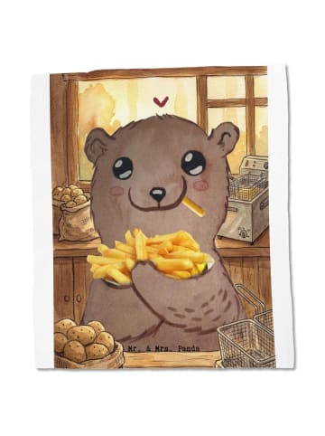 Mr. & Mrs. Panda Tote Bag Bär Pommes verliebt Design ohne Spruch in Weiß