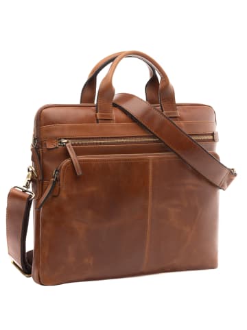 SID & VAIN Leder-Laptoptasche 14" Leder Businesstasche Unisex CARSON in braun