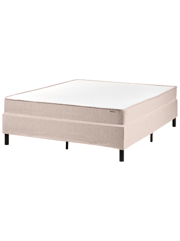 Beliani Doppelbett COUNTESS  in Beige/Braun - (W) 141 x (H) 53 x (L) 201 cm