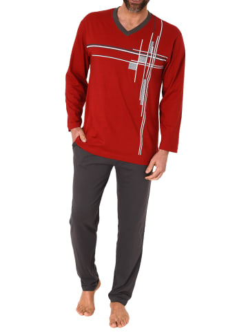 NORMANN Schlafanzug langarm Pyjama - 77899 in rot