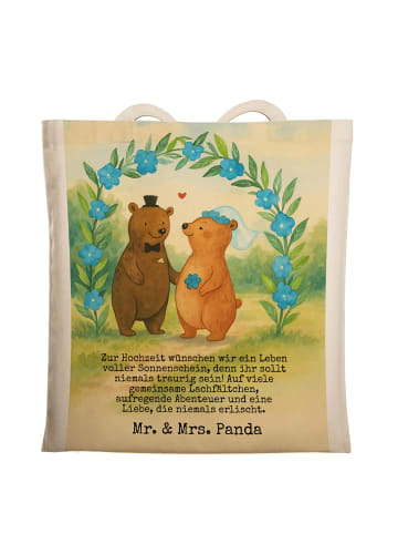 Mr. & Mrs. Panda Jutetasche Bären Hochzeit Design mit Spruch in Weiß