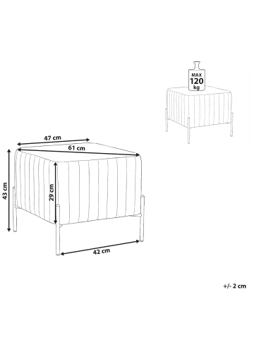 Beliani Hocker UTAH in Grau/Gold - (W) 47 x (H) 43 x (L) 47 cm