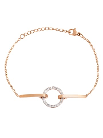 Adeliás Damen Armband aus Edelstahl mit Similisteine 17+3 cm in rosé