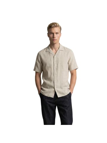 Gianni Lupo Beige Leinen Kurzarmhemd
