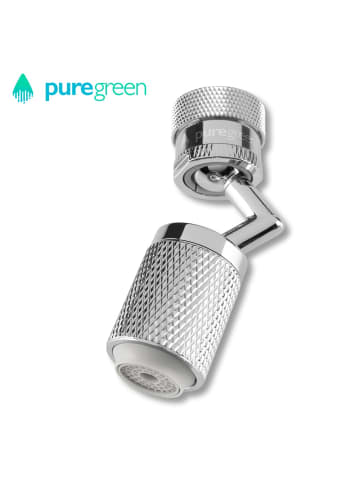 puregreen Strahlregler für Wasserarmaturen 2,4cm Edelstahl mit Gelenk Silber