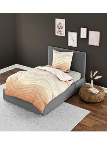 JACK 2 tlg. Seersucker Bettwäsche 135x200cm Wellen in Peach Beige