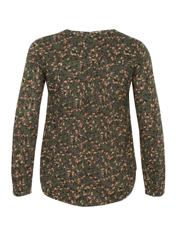 KAFFE curve Langarm-Bluse KCami in Green Multi Col. Flower Print