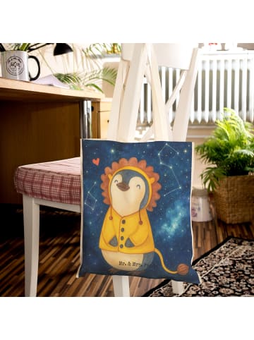 Mr. & Mrs. Panda Shopping Bag Löwe Astrologie Design ohne Spruch in Weiß
