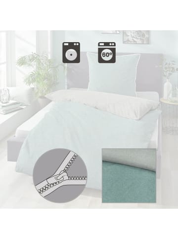 Biberna buntgewebt, Melange-Flanell Wendebettwäsche in fichte