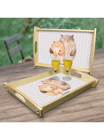 Mr. & Mrs. Panda Serviertablett Bären Liebe ohne Spruch in Grau Pastell