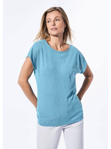 GOLDNER Shirt Shirt in Leinenoptik in eisblau