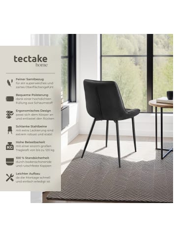 tectake Küchenstuhl gepolstert, in Samtoptik, 48 x 59 x 82,5 cm