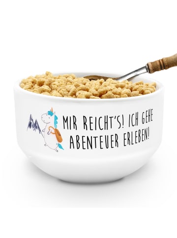 Mr. & Mrs. Panda Müslischüssel Einhorn Bergsteiger mit Spruch in Weiß