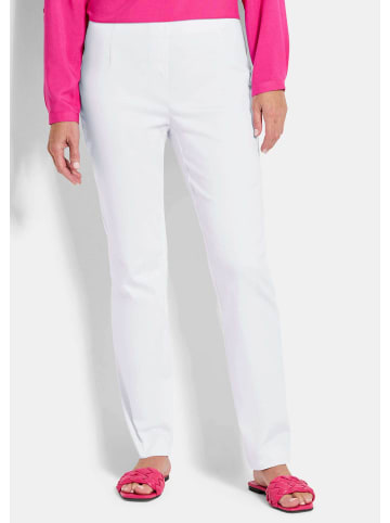 GOLDNER Röhrenhose Jerseyhose mit Schlupfbund in weiß