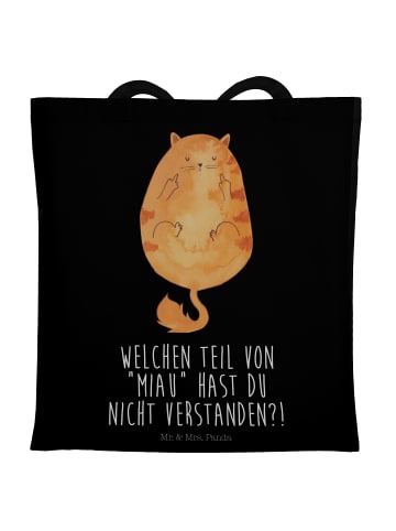 Mr. & Mrs. Panda Tote Bag Katze Mittelfinger mit Spruch in Schwarz