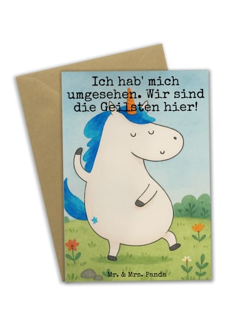 Mr. & Mrs. Panda Grußkarte Einhorn Mann Design mit Spruch in Weiß
