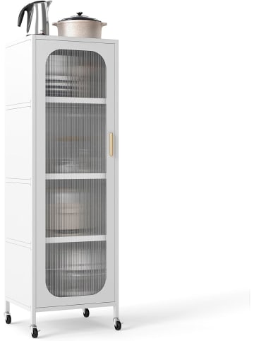 COSTWAY 5-stöckiger Küchenschrank auf Rollen in Weiß