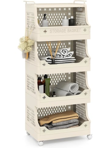 COSTWAY Rollwagen faltbar 44,5 x 30 x 74,5 cm in Beige