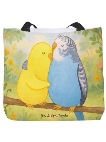 Mr. & Mrs. Panda Strandtasche Wellensittich Liebe Design ohne Sp... in Weiß