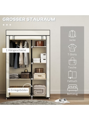 HOMCOM Stoffschrank-103L x 43B x 162,5H cm-Cremeweiß