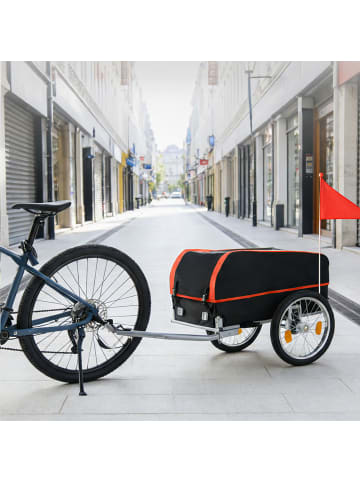 relaxdays Fahrradanhänger-Lastenanhänger in Schwarz/ Rot – (B)124 x (H)59 x (T)69 cm