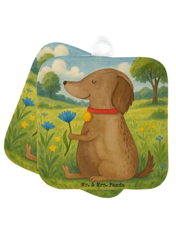 Mr. & Mrs. Panda Topfuntersetzer Hund Blume Design ohne Spruch in Weiß
