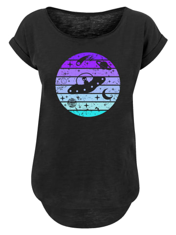 F4NT4STIC Long Cut T-Shirt Retro Alien Weltraum Sonnenuntergang in schwarz