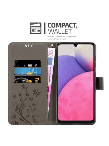 cadorabo Hülle für Samsung Galaxy A33 5G Blumen Design in FLORAL GRAU