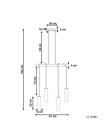 Beliani Pendelleuchten TUTAKI in Braun/Schwarz - (W) 61 x (H) 162 x (L) 16 cm
