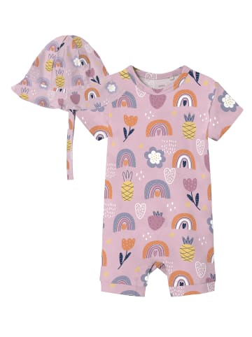 name it Set Spieler & Sonnenhut NBFVANDORA SUNSUIT in parfait pink