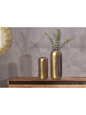 FineBuy Blumentopf in Gold / Aluminium / 16x16x40