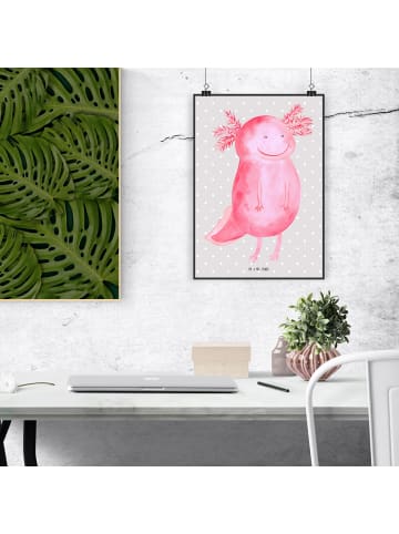 Mr. & Mrs. Panda Artprint Axolotl Glücklich ohne Spruch in Grau Pastell