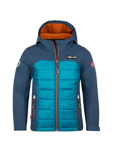 Trollkids Hybrid Softshell Jacke "Lysefjord" in Nachtblau/Dunkelblau/Zimt