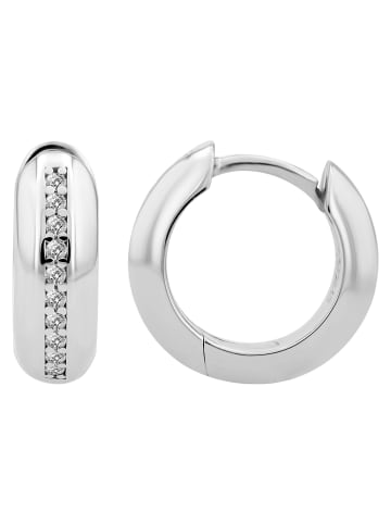 Adeliás Damen Ohrringe – Klappcreole aus 925 Silber mit Zirkonia in silber