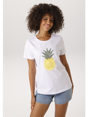 Aniston CASUAL T-Shirt in weiß-gelb-grün