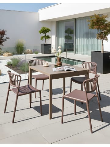 Beliani 4er-Set Esszimmerstuhl GELA in Braun