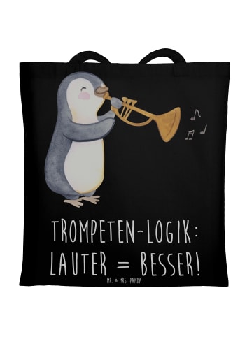 Mr. & Mrs. Panda Tragetasche Trompeten Weisheit mit Spruch in Schwarz