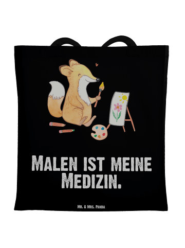 Mr. & Mrs. Panda Tragetasche Fuchs  Malen mit Spruch in Schwarz