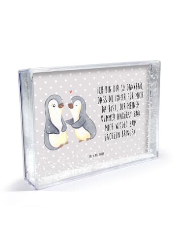 Mr. & Mrs. Panda Bilderrahmen Pinguine trösten mit Spruch in Grau Pastell