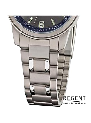 Regent Armbanduhr Regent Metallarmband grau, silber extra groß (ca. 27mm)