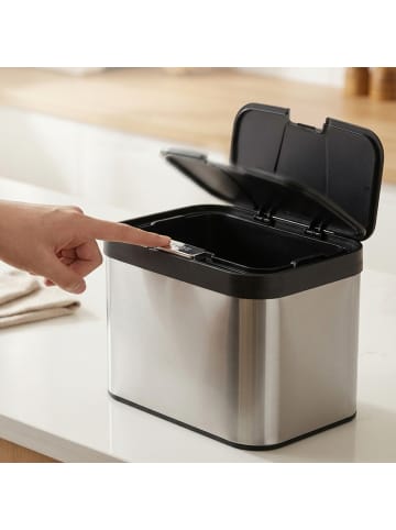 relaxdays Biomülleimer in Silber/ Schwarz - 4,5 L