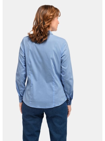 GOLDNER Kurzgröße:  Bluse Langarmbluse mit Elasthananteil in bleu