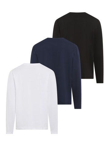 Man's World Langarmshirt in weiß, dunkelblau, schwarz