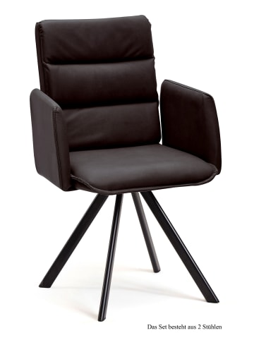 58 aufm Kessel ARMLEHNSTUHL (2er-Set) Debby 52x92x60 Schwarz/Khaki